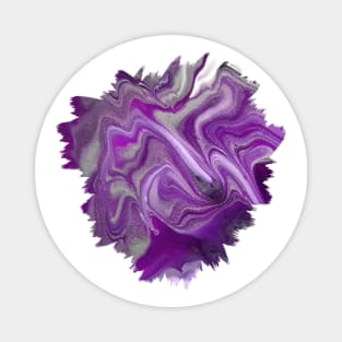 Purple/Silver Acrylic Pour Painting Magnet